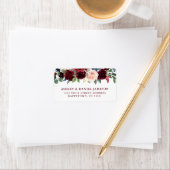 Wedding Elegant Waterverf Burgundy Blue Floral Etiket (Insitu)