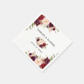 Wedding Elegant Waterverf Burgundy Floral Servet (Hoek)