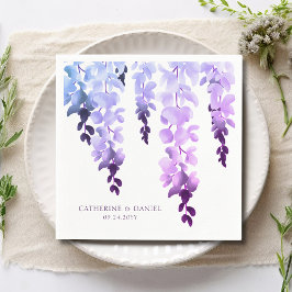 Wedding Elegant Waterverf Wisteria Paars Floral Servet