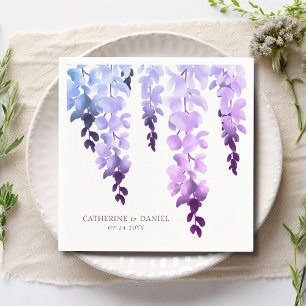 Wedding Elegant Waterverf Wisteria Paars Floral Servet