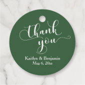 Wedding Elegant White over Hunter Green Bedankt Bedankjes Labels (Achterkant)