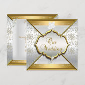 Wedding Elegant White Silver Gold Kaart (Voorkant / Achterkant)