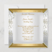 Wedding Elegant White Silver Gold Kaart (Achterkant)