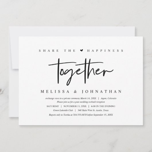 Wedding Elopement, deel samen geluk Kaart (Voorkant)