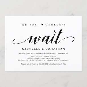 Wedding Elopement, elegant zwart script Kaart