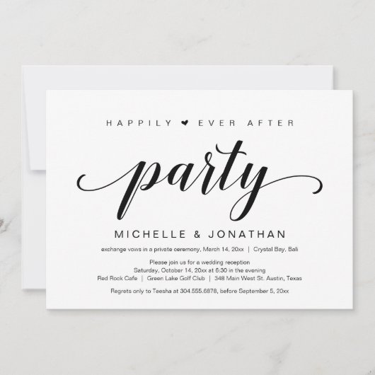 Wedding Elopement, elegant zwart script Kaart (Voorkant)