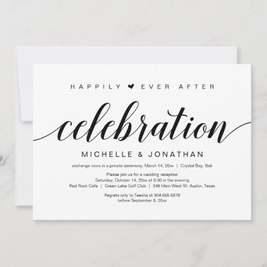 Wedding Elopement, elegant zwart script Kaart (Voorkant)