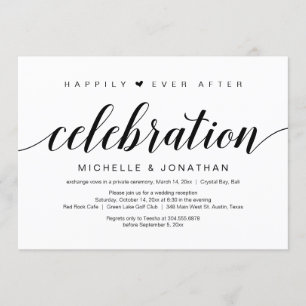 Wedding Elopement, elegant zwart script Kaart