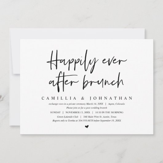 Wedding Elopement, gelukkig ooit na brunch Kaart (Voorkant)