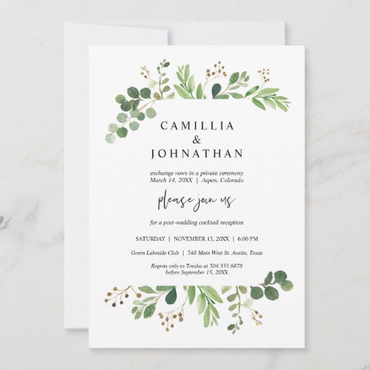 Wedding Elopement, Greenery Garden Design Kaart (Voorkant)