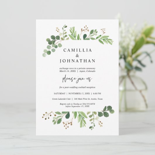 Wedding Elopement, Greenery Garden Design Kaart (Staand voorkant)