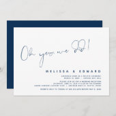 Wedding Elopement, ja, dat deden we, Navy Blue Kaart (Voorkant / Achterkant)