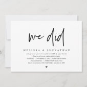 Wedding Elopement, Modern minimalist, dat deden we Kaart (Voorkant)