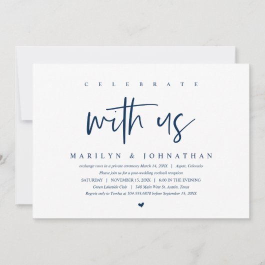 Wedding Elopement, Modern, vieren met ons feest Kaart (Voorkant)