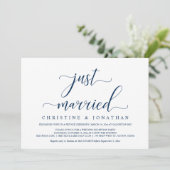 Wedding Elopement, Navy Blue, gewoon gehuwd feest Kaart (Staand voorkant)