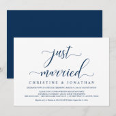 Wedding Elopement, Navy Blue, gewoon gehuwd feest Kaart (Voorkant / Achterkant)