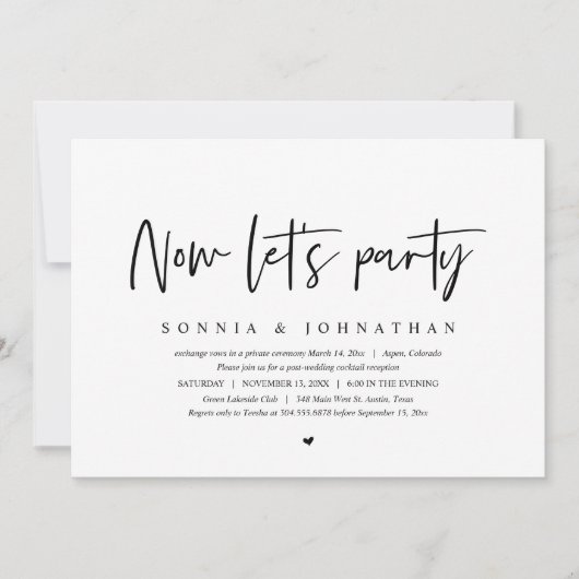 Wedding Elopement, nu een feest Kaart (Voorkant)