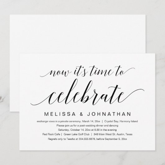 Wedding Elopement, nu is het tijd om te vieren Kaart (Voorkant / Achterkant)