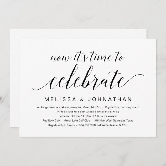 Wedding Elopement, nu is het tijd om te vieren Kaart (Voorkant / Achterkant)