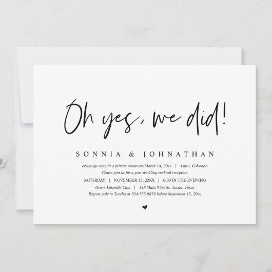 Wedding Elopement, Oh ja, dat deden we... Kaart (Voorkant)