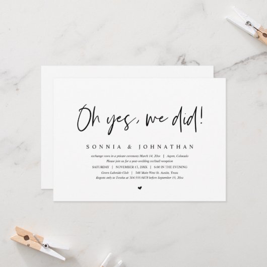 Wedding Elopement, Oh ja, dat deden we... Kaart (Voorkant / Achterkant in situ)