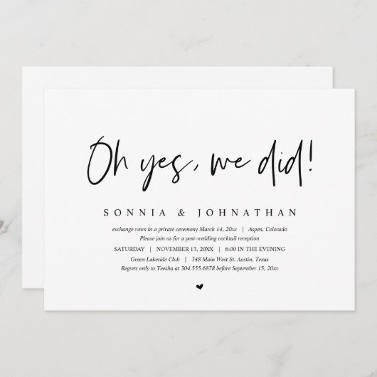 Wedding Elopement, Oh ja, dat deden we... Kaart (Voorkant / Achterkant)