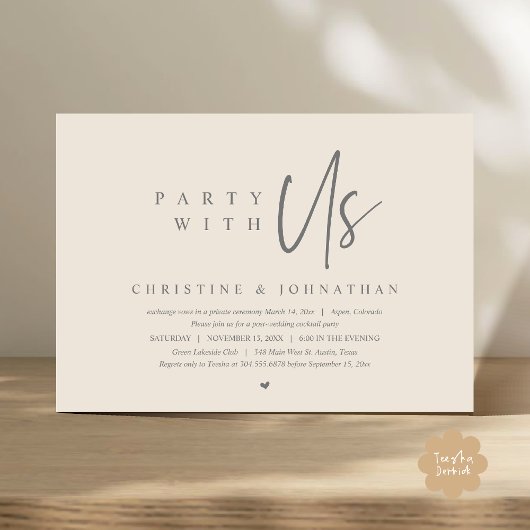 Wedding Elopement, Partij met ons Uitnodiging