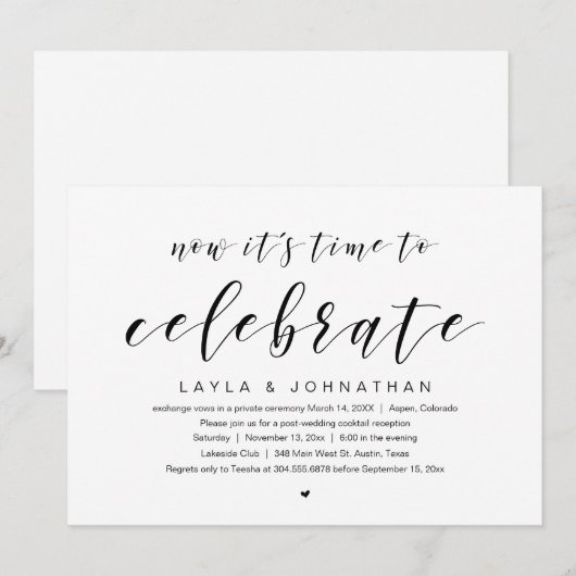 Wedding Elopement Party, het is tijd om te vieren Kaart (Voorkant / Achterkant)