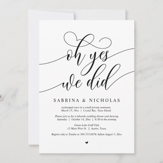 Wedding Elopement Party, Oh ja, we hebben uitgenod Kaart (Voorkant)