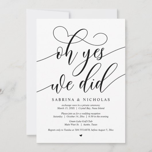 Wedding Elopement Party, Oh ja, we hebben uitgenod Kaart (Voorkant)