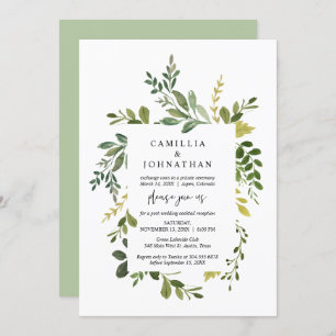 Wedding Elopement, Summer Greenery Thmed Invitati Kaart