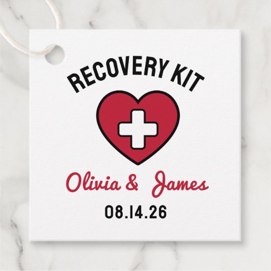 Wedding Emergency Survival Hangover Recovery Kit Bedankjes Labels (Voorkant)