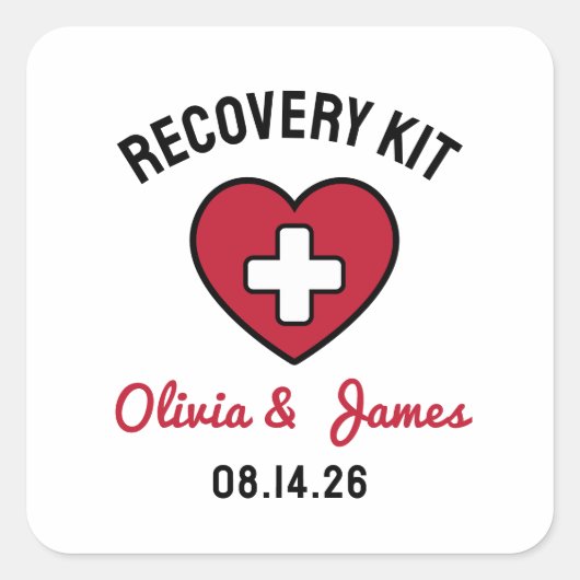Wedding Emergency Survival Hangover Recovery Kit Vierkante Sticker (Voorkant)