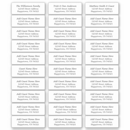 Wedding en evenement 30 gastAdresetiketten Sticker (Voorkant)