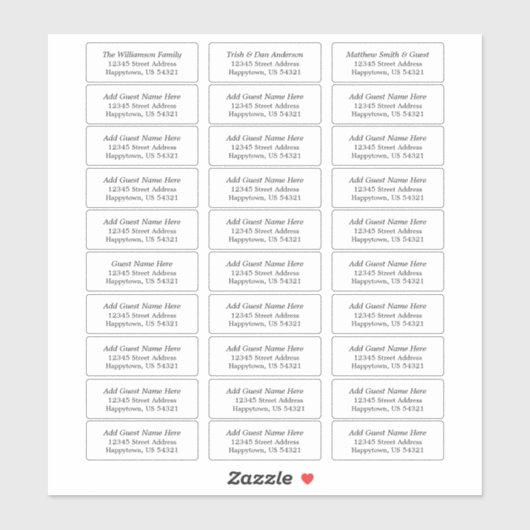 Wedding en evenement 30 gastAdresetiketten Sticker (Vel)