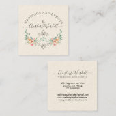 Wedding en Event Planner Floral Script Logo Vierkante Visitekaartje (Voorkant / Achterkant)