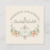 Wedding en Event Planner Floral Script Logo Vierkante Visitekaartje (Voorkant)