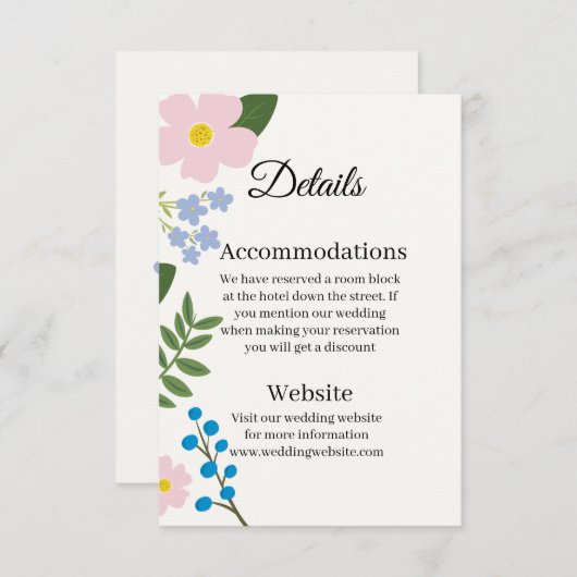 Wedding Enclose Kaart Roze Bloem (Voorkant / Achterkant)