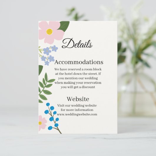 Wedding Enclose Kaart Roze Bloem (Staand voorkant)