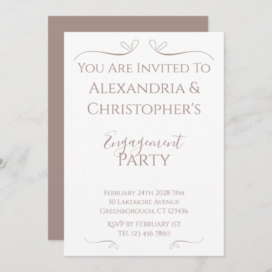 Wedding Engagement Party Minimal Chic Hearts Kaart (Voorkant / Achterkant)