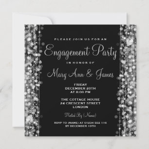 Wedding Engagement Party Sparkles Silver Kaart