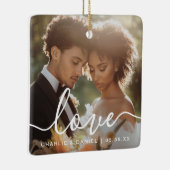 Wedding engagement photo love couples names date keramisch ornament (Rechts)