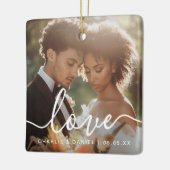Wedding engagement photo love couples names date keramisch ornament (Links)