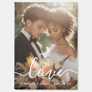 Wedding engagement photo love couples names date magneet