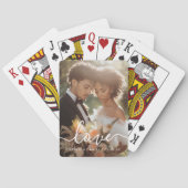 Wedding engagement photo love couples names date pokerkaarten (Achterkant)