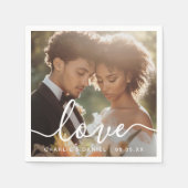 Wedding engagement photo love couples names date servet (Voorkant)