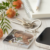 Wedding engagement photo love couples names date sleutelhanger (Voorkant Rechts)