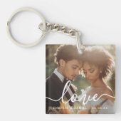 Wedding engagement photo love couples names date sleutelhanger (Voorkant)