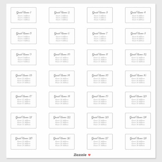 Wedding Envelope Adres 28 Elegant Script Italic Sticker (Vel)