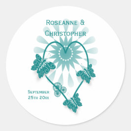 Wedding Envelope Seal Sticker Blauwgroen Vlinders